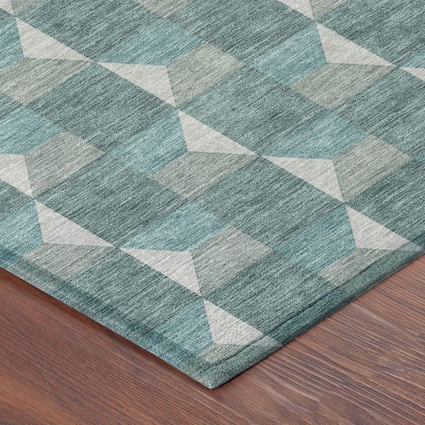 Chantille Machine Washable Indoor/Outdoor Abstract ACN2680 Teal 10 ft. x 14 ft. Area Rug