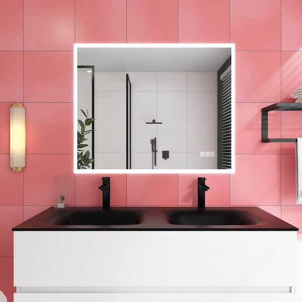 Staykiwi 32 in. W x 24 in. H Rectangular Frameless Dimmable Wall Bathroom Vanity Mirror in White