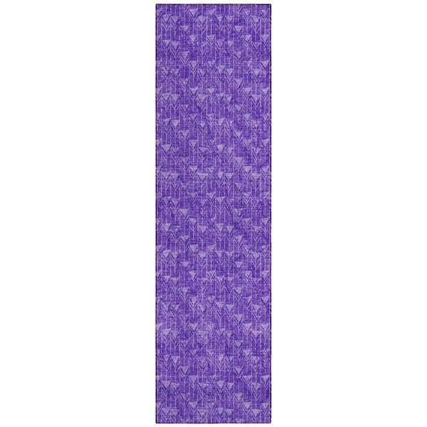 Purple 2 ft. x 8 ft. Geometric Indoor / Outdoor Area Rug