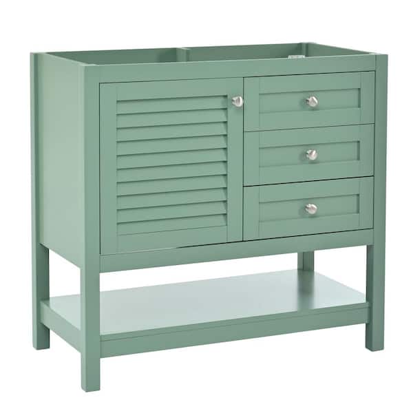 Tenleaf 35.03 in. W x 17.91 in. D x 33.07 in. H Bath Vanity Cabinet without Top in Green with 2-Drawers, Soft Closing Doors