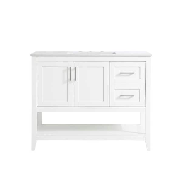 Unbranded Timeless Home 42 in. W x 22 in. D x 34 in. H Single Bathroom Vanity in White with Calacatta Engineered Stone