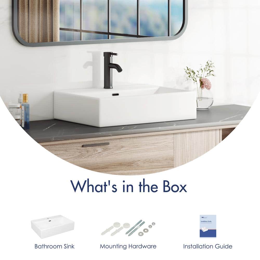 Turner 24" White Ceramic Rectangular Wall-Mount Bathroom Sink