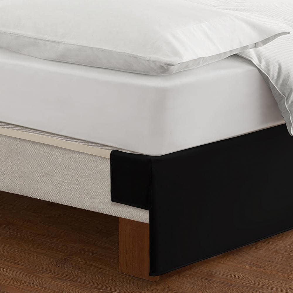 Black Polyester California King Bed Skirt with 14" Drop