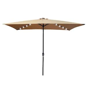 Lila 10 ft. x 6.5 ft. Market Rectangular Outdoor Patio Umbrella with Crank Weather Resistant UV Protection in Taupe