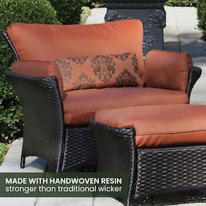 Strathmere Allure 2-Piece Patio Set with Oversized Armchair and Ottoman with Woodland Rust Cushions