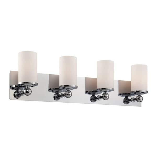 Titan Lighting Adam 4-Light Chrome Vanity Light with White Opal Glass