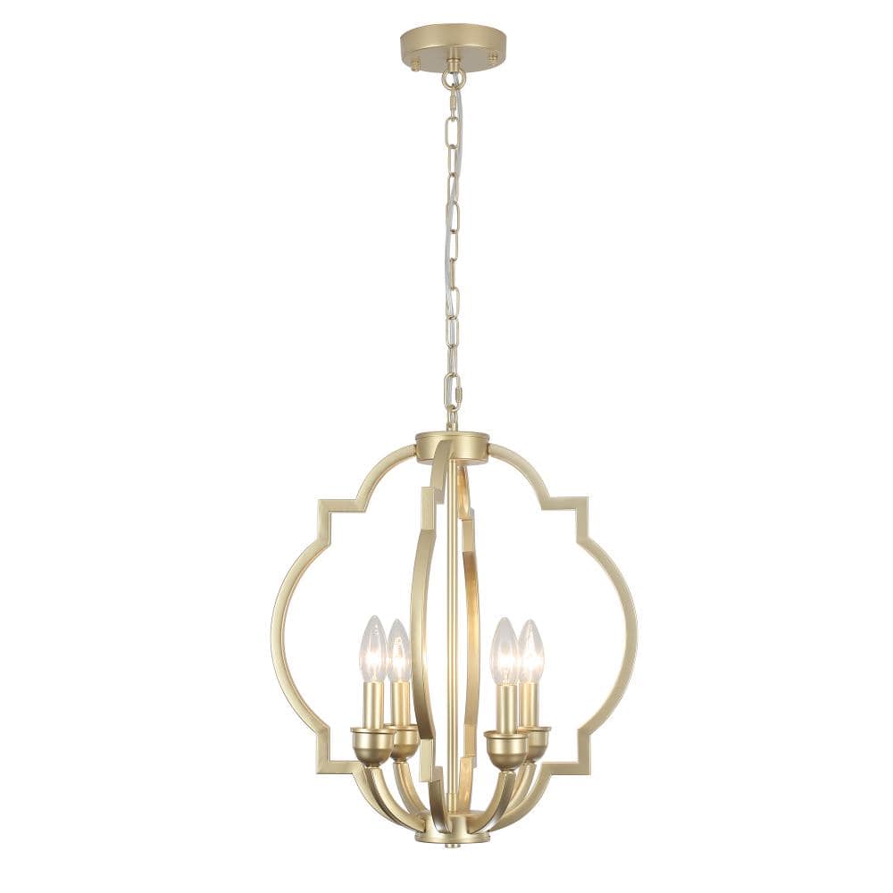 15.74 in. 4-light Gold Industrial Geometric Chandelier with Adjustable Chain For Living Room Dining Room price history on PriceWatchPro