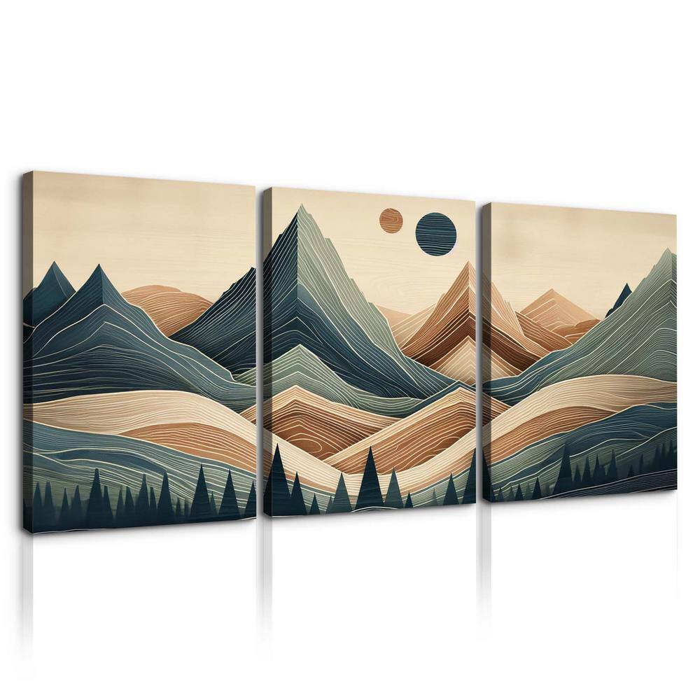 3-Pieces Framed Decoration Painting Wall Art Decor Nature Scenery Abstract 