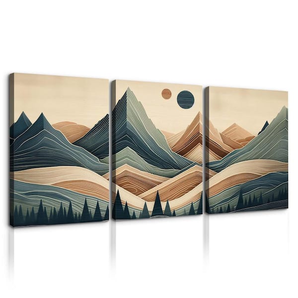 Unbranded 3-Pieces Framed Decoration Painting Wall Art Decor Nature Scenery Abstract Canvas Picture Art Print 32 in. x 48 in.