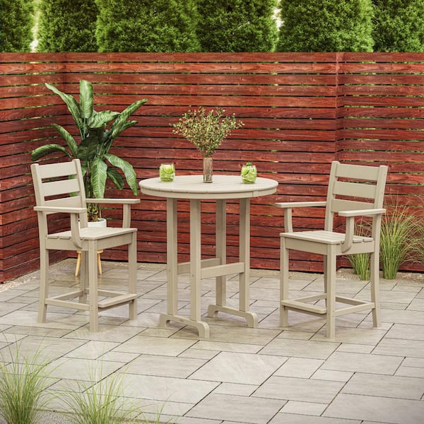 Grant Park Sand 3-Piece HDPE Plastic Farmhouse Counter Set