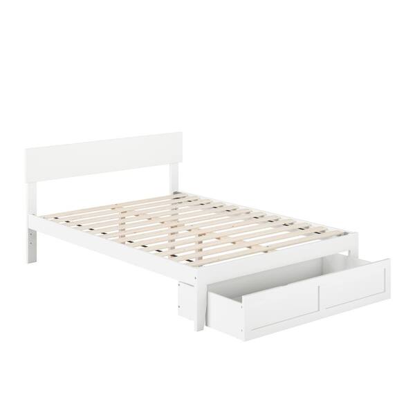 AFI Boston White Full Solid Wood Storage Platform Bed with Foot 