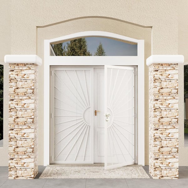 72 in. x 80 in. Universal/Reversible Hinging White Surface Mount Steel Security Door with Perforated Metal Screen