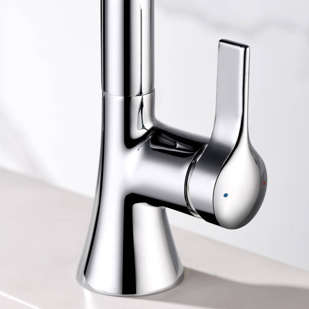 Chrome Single-Handle Bathroom Faucet with Drain Assembly
