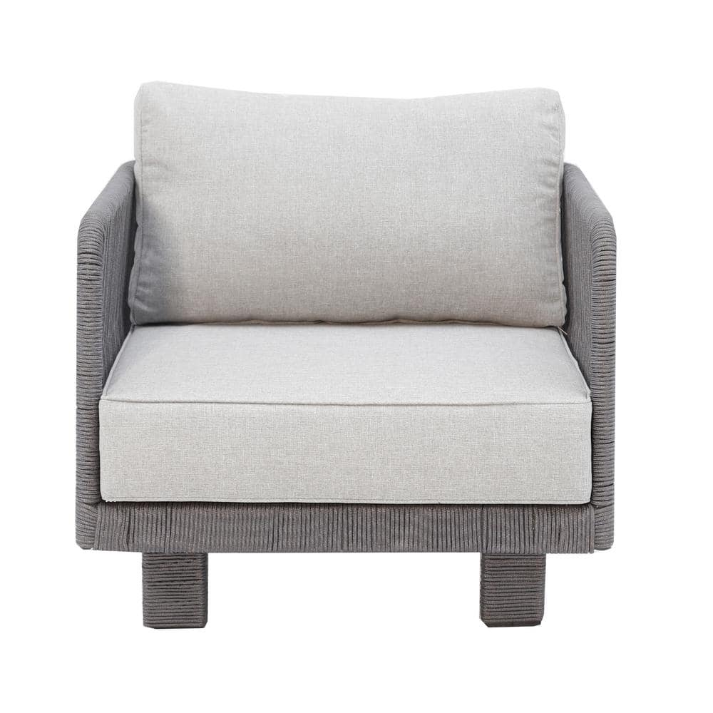 Cancun Gray Cushioned Club Chair Outdoor Patio Furniture Durable Aluminum F