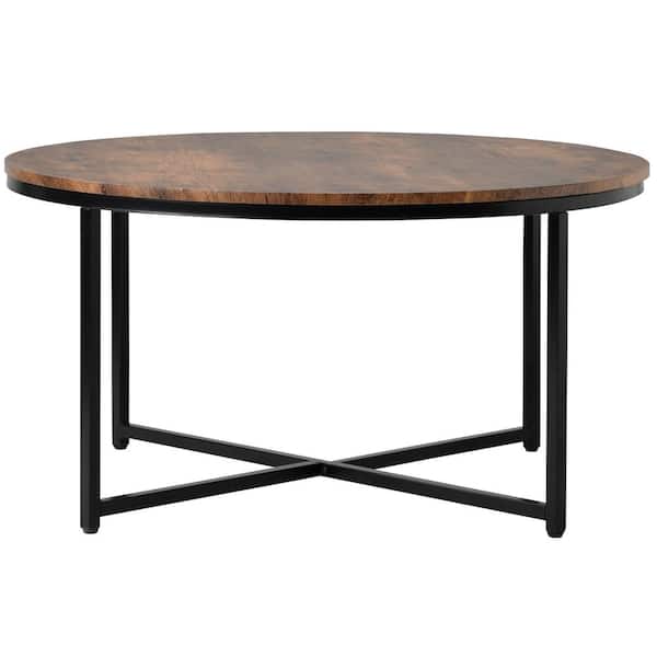 Unbranded Metal Round Outdoor Coffee Table, Rustic Brown