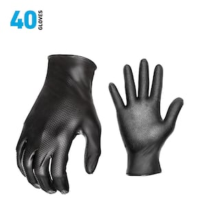 40-Count Heavy-Duty 6mil Disposable Nitrile Traction Grip Work Gloves - Large