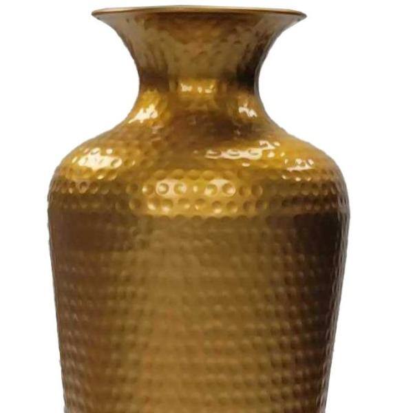 Elegant Gold Hammered Metal Floor Vase, 26-Inch Tall