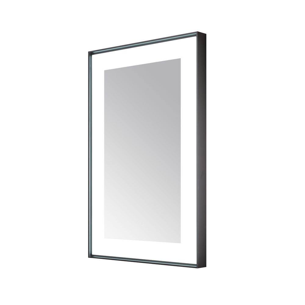 Lexington 24 in. W x 36 in. H Rectangular Framed Wall Mount Bathroom Vanity Mirror in Matte Black LED Lighted Defogger price history on PriceWatchPro
