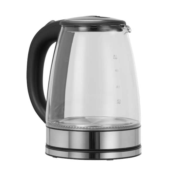 Emerald 7.6-Cup Black Glass Cordless Electric Kettle