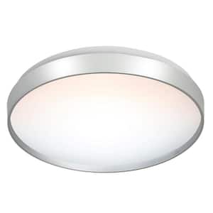 18.9 in. 35-Watt Silver Modern Integrated Led Flush Mount Ceiling Light