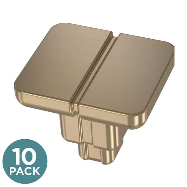 10-Pack Art Deco Streamline 1-3/16 in. (30 mm) Modern Champagne Bronze Square Cabinet Knobs