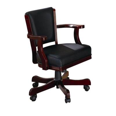 Expedient Black and Brown Upholstered Wooden Arm Game Office Chair