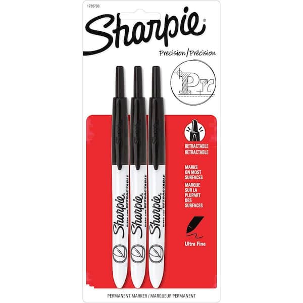Sharpie Black Retractable Ultra Fine Point Permanent Marker (3-Pack)