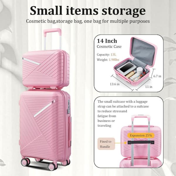 LIVACA 4-Piece Pink Expandable Lightweight Polypropylene Hardside