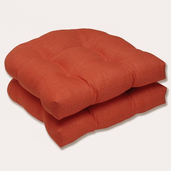 Pillow Perfect Solid 19 x 19 Outdoor Dining Chair Cushion in Orange (Set of 2)
