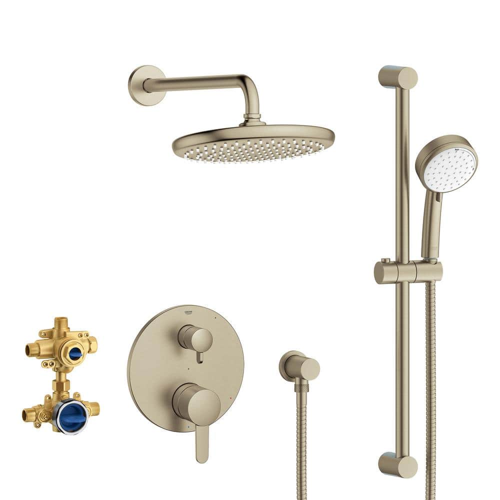 GROHE Cosmopolitan 2Spray Dual Wall Mount Fixed and Handheld Shower Head 1.75 GPM in Brushed