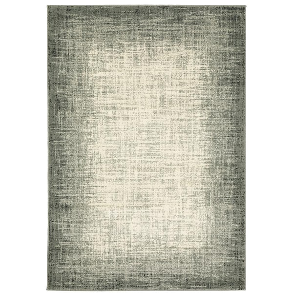 AVERLEY HOME Sienna Gray/Beige 8 ft. x 10 ft. Industrial Distressed Abstract Border Polypropylene Indoor Area Rug