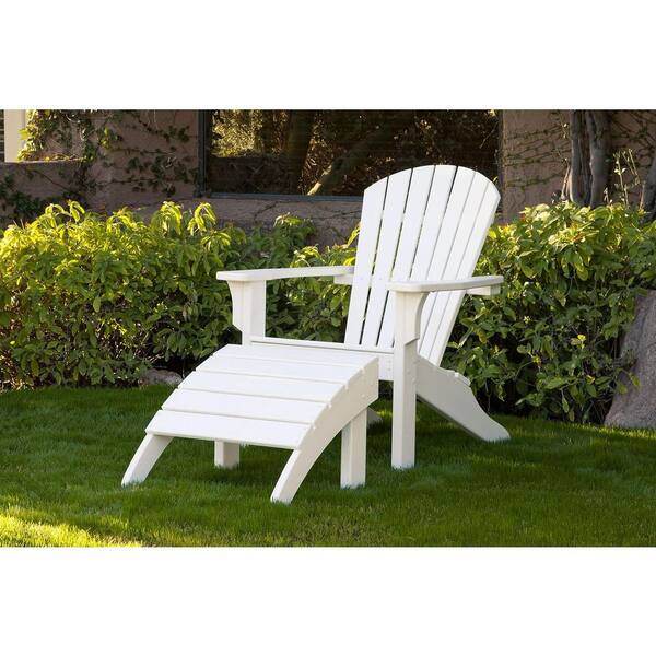 Ivy Terrace Classics White 2-Piece Shell Back Plastic Patio Adirondack Chair