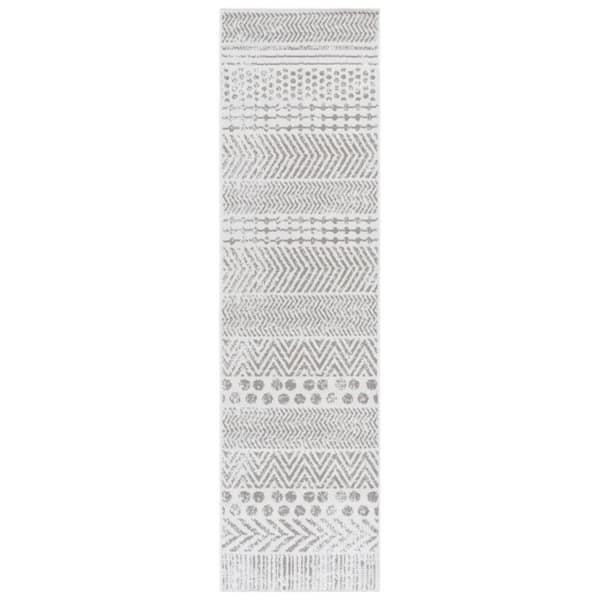 Pyramid 2 ft. x 7 ft. Ivory/Gray Dots Chevron Striped Runner Rug