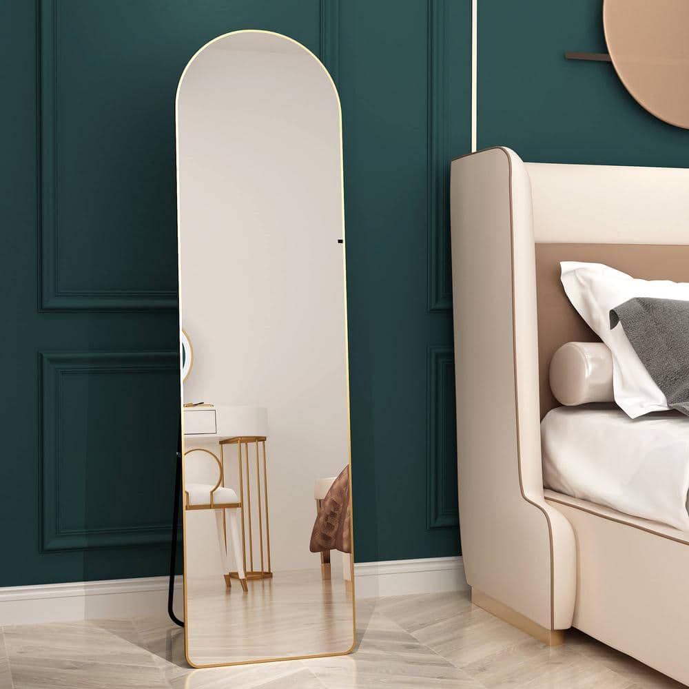 16.5 in. W x 60 in. H Arched Framed Gold Mirror