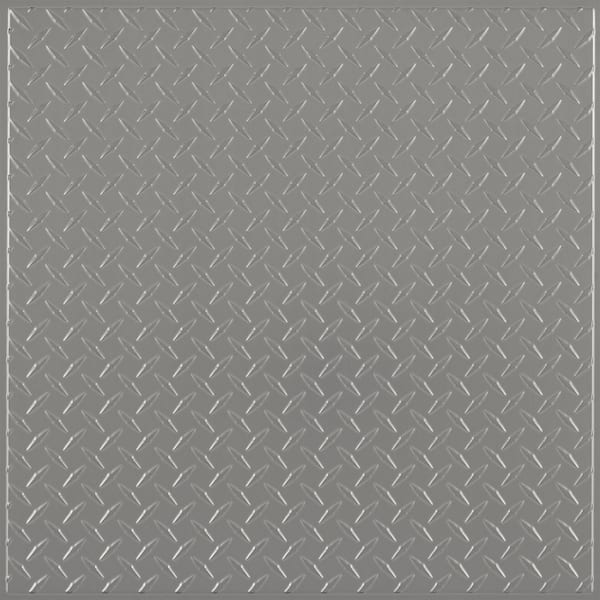 Diamond Plate Faux Tin 2 ft. x 2 ft. Lay-in or Glue-up Ceiling Panel (Case of 6)