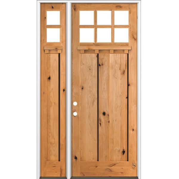 50 in. x 96 in. Knotty Alder Right-Hand/Inswing 6 Lite Clear Glass Cedar Stain Wood Prehung Front Door with LSL DS