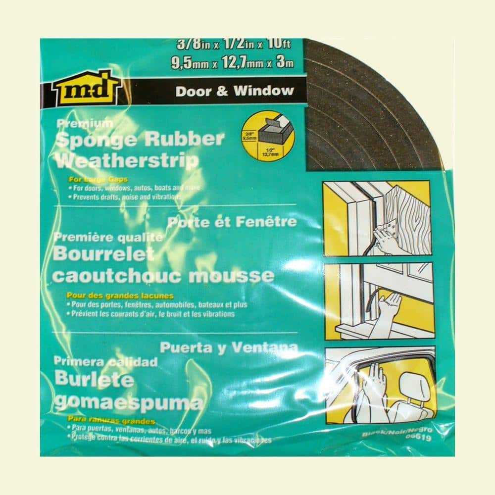 Buy 1/2 in. x 10 ft. Black Sponge Rubber Foam Weatherstrip Tape Online