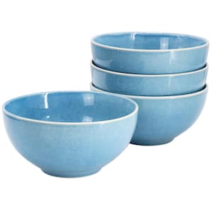 Sussex 4-Piece 24oz. 6 in. Reactive Glaze Stoneware Cereal Bowl Set in Blue