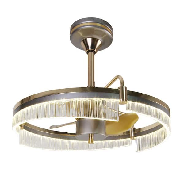 23.6 in 60W Gold & Gray Modern LED Dimmable Indoor Reversiable Fandelier Fan with Acrylic Shade for Season Comfort