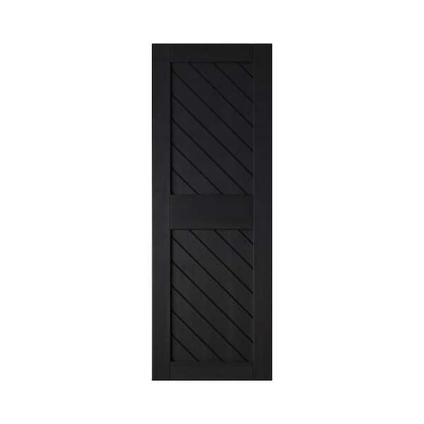 XT2 26 in. x 84 in. C-Panel Solid Core Black Slanted Stripe Design Pine Wood Interior Sliding Barn Door Slab