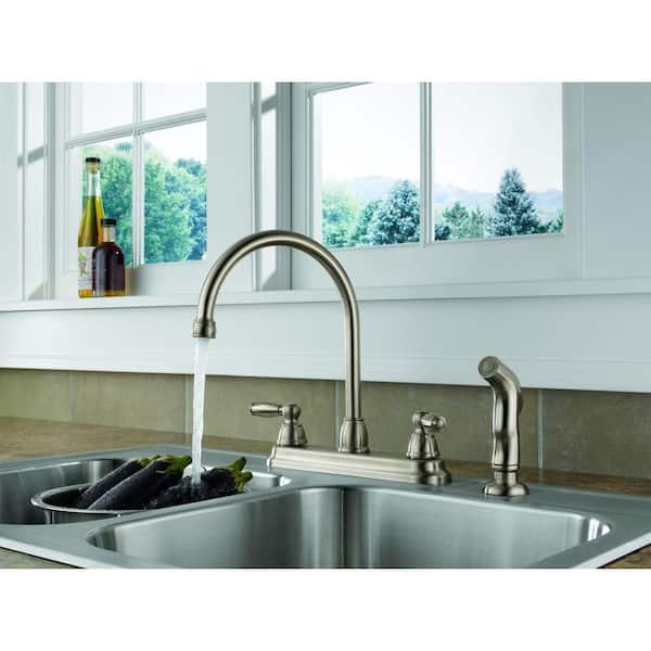 Peerless Apex Double Handle Side Sprayer Standard Kitchen Faucet