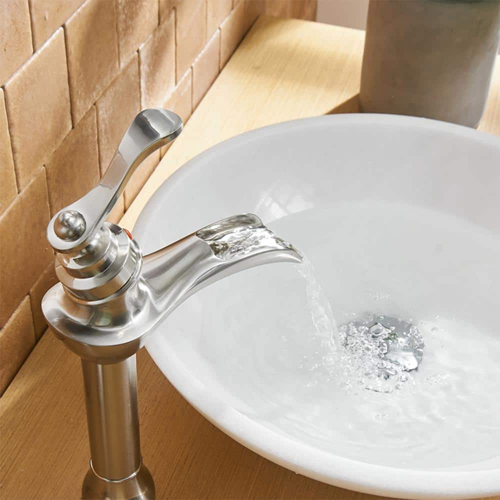 Brushed Nickel Single Handle High Arc Bathroom Faucet