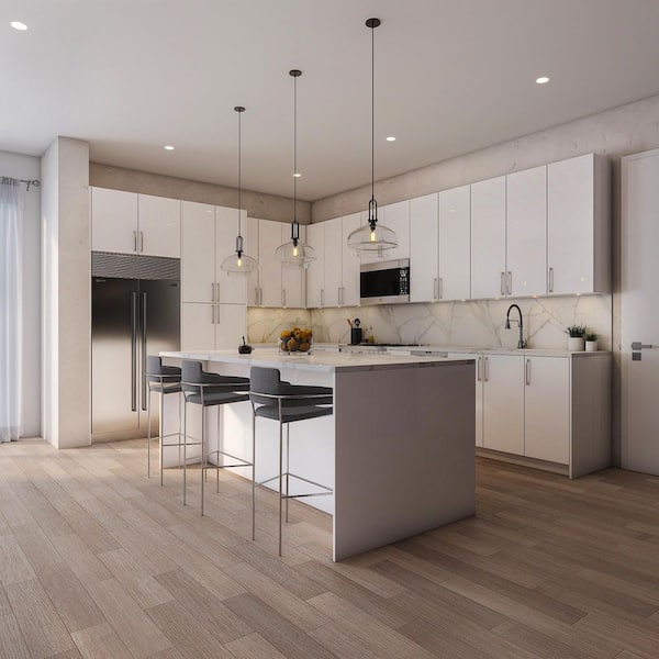 Radiance 36 in. W x 12 D x 36 in. H Ready to Assemble Slab Wall Kitchen Cabinet in White Gloss
