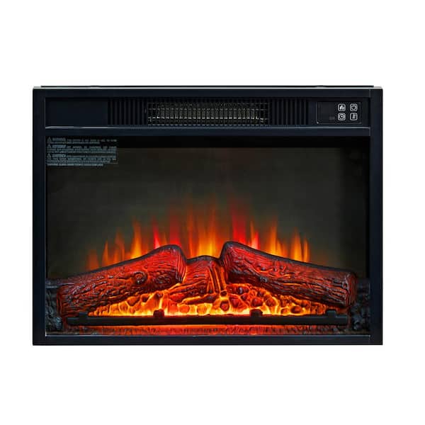 23 in. Wall-Mounted Electric Fireplace Insert with Log Set and Realistic Flame