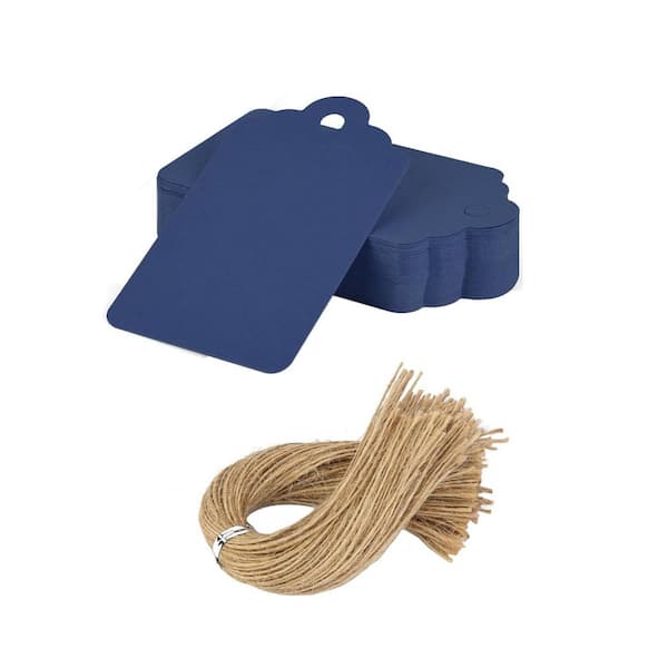 Unbranded 120PCS Navy Blue Paper Gift Tags with String for Wedding Birthday Gifts DIY Pre-punched High-Quality Cardstock