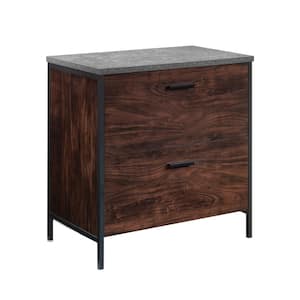 Market Commons Rich Walnut Lateral File Cabinet with Metal Frame