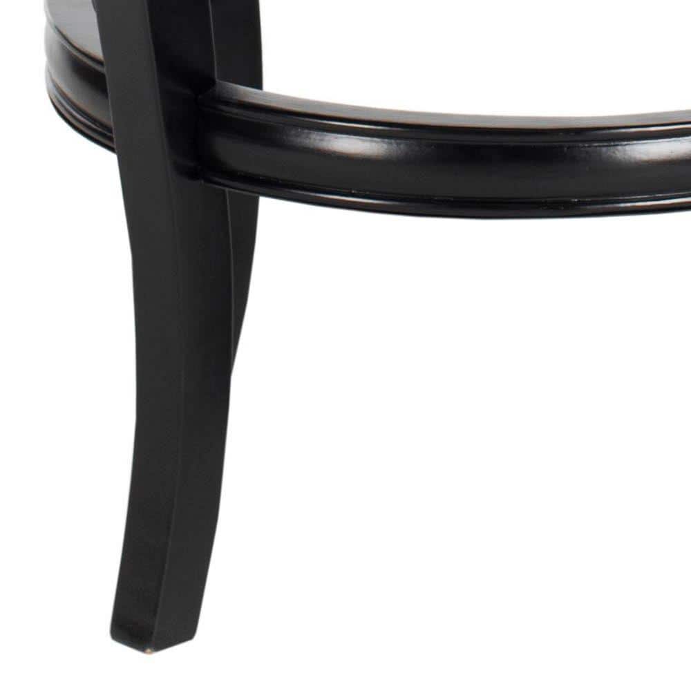 Transitional Black Leather Swivel Bar Stool with Bronze Nailhead Trim