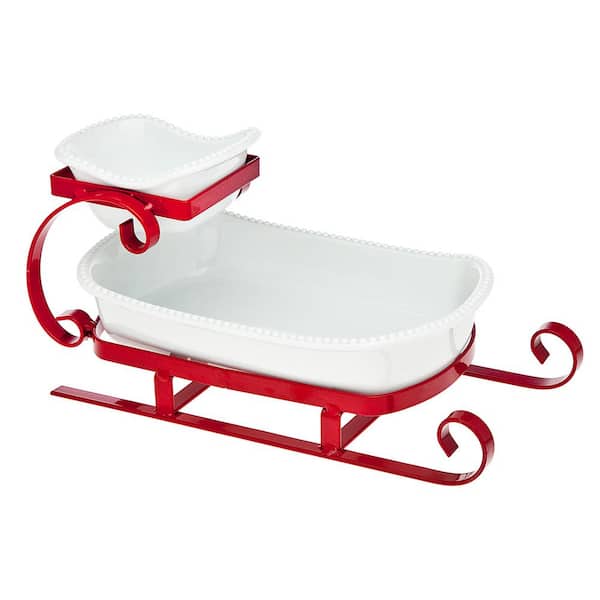 Unbranded Metal Sleigh 2-Tier Chip and Dip