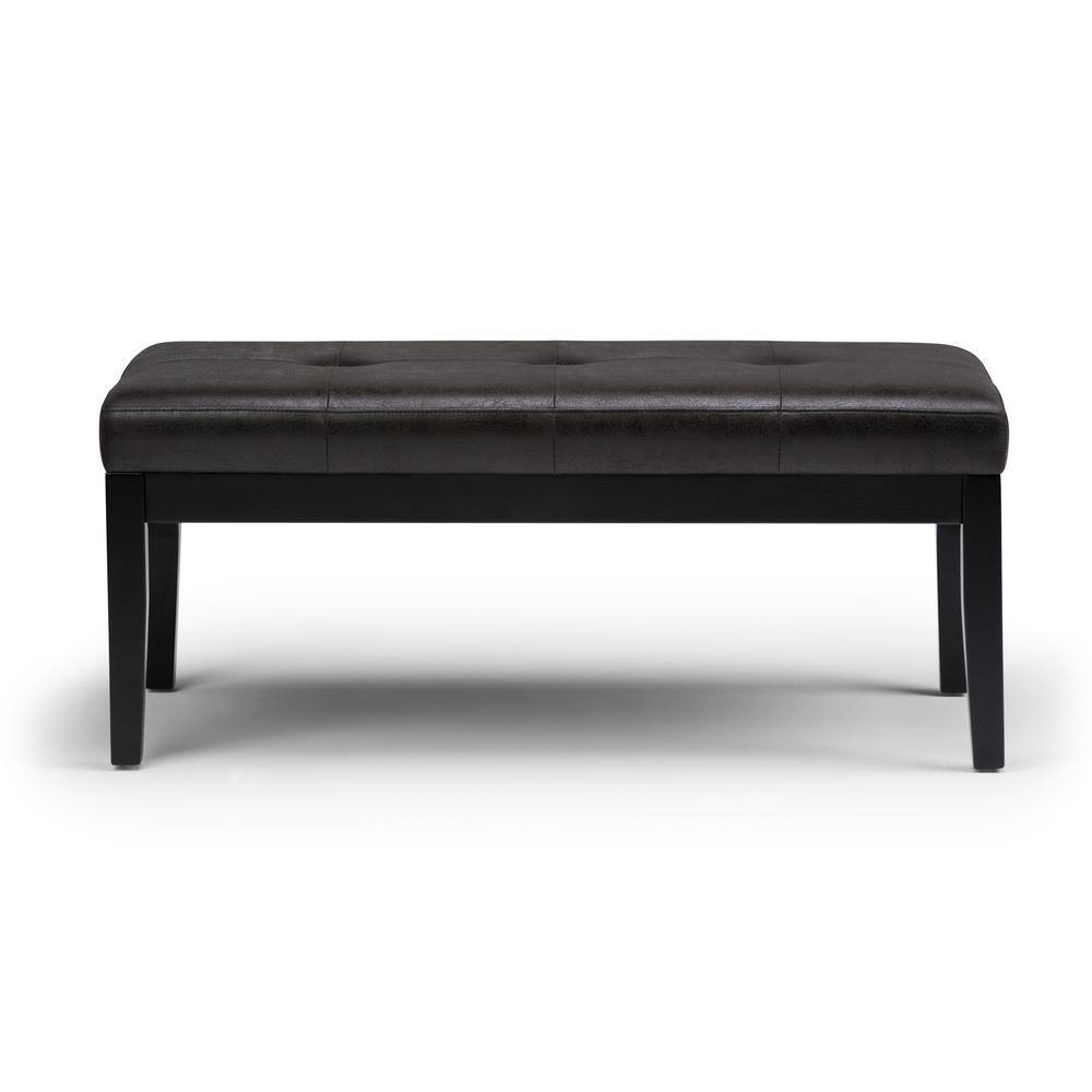 Slate Gray Tufted Rectangular Bench Ottoman