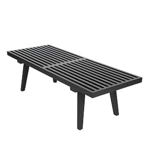Inwood Platform Black Bench Backless with Solid Wood 48 in.